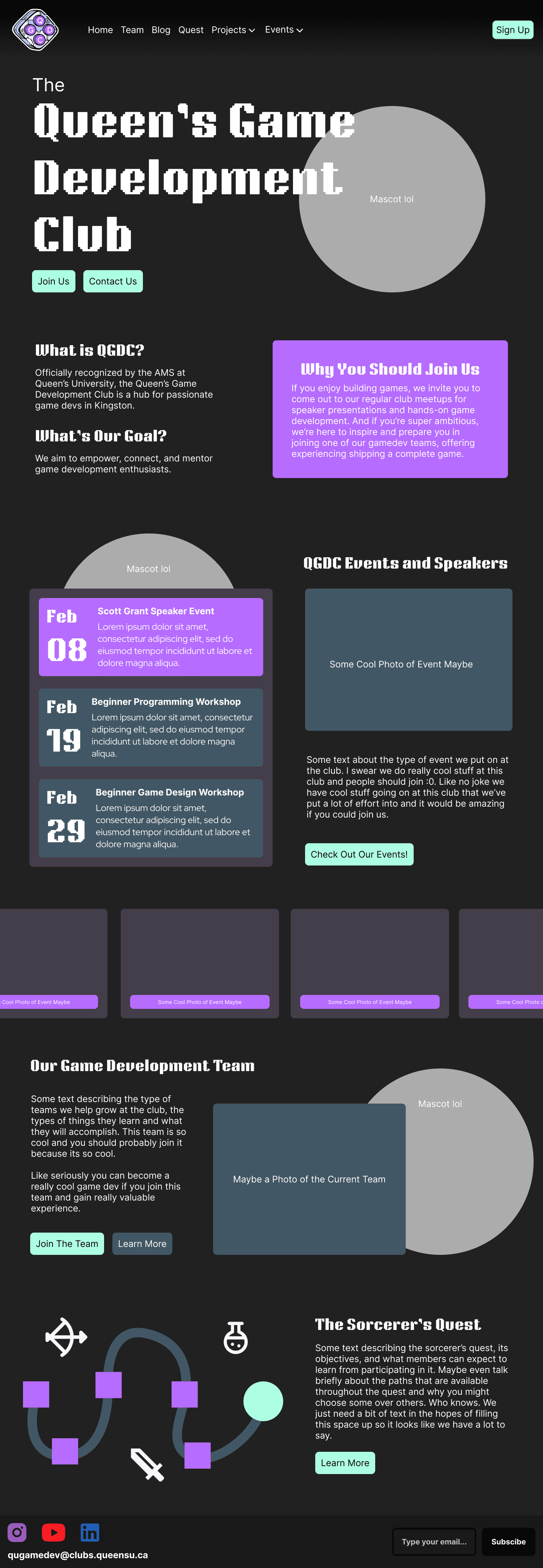 Queen's Game Dev Club Website Redesign image 1