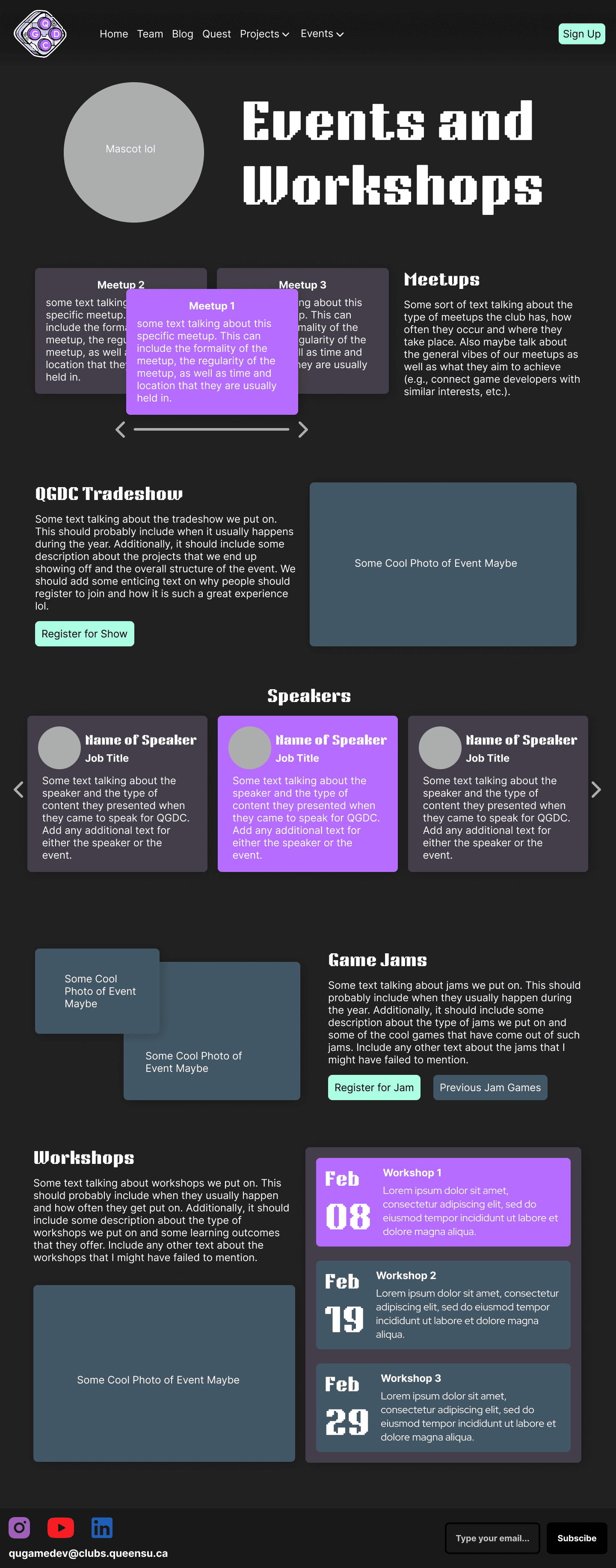 Queen's Game Dev Club Website Redesign image 3