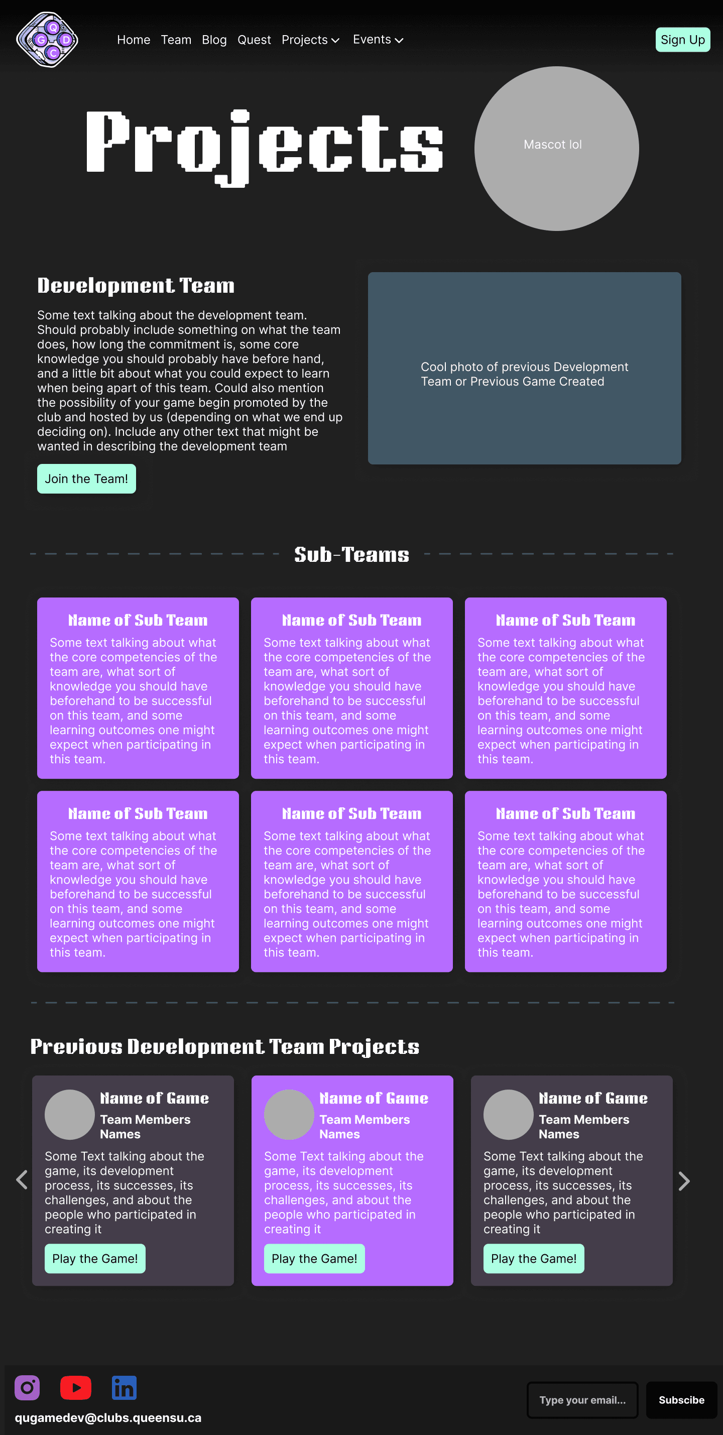 Queen's Game Dev Club Website Redesign image 5